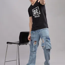 SOLACEACTIVE Men Typography Printed V-Neck Cotton T-shirt image 3