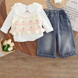 StyleCast x Revolte Girls Embellished Pure Cotton Top with Trousers-picture-8