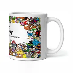 Mr UVD White & Black Cartoon Characters Printed Ceramic Glossy Mugs 350 ml image 2