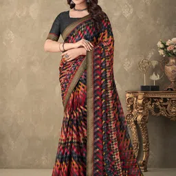 Panzora Geometric Printed Zari Saree-image-10