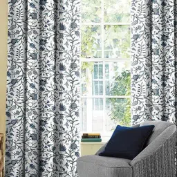 CASABLEU Blue Set of 2 Geometric Door Curtain-image-5