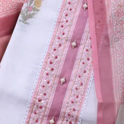 Meena Bazaar Floral Printed Linen Unstitched Dress Material image 2