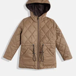 White Snow Girls Hooded Quilted Jacket With Toggle Detail-image-19