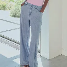 MANGO Women Light Fade Wide Leg Pure Cotton Jeans-image-55