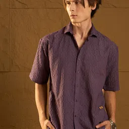 DENNISON Drop Shoulder Oversized Textured Shirt-image-1