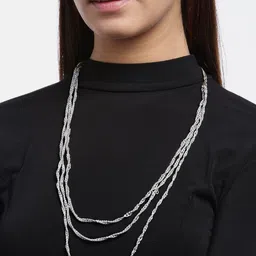 RICHEERA Women Silver-Toned Beaded Layered Necklace image 3