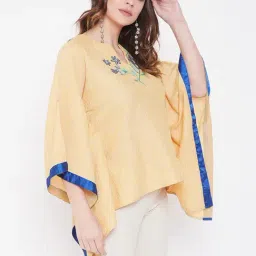 The Kaftan Company Yellow Embroidered Top image 4