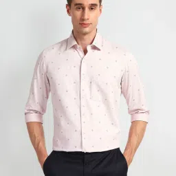 Arrow Pink Cotton Slim Fit Printed Shirt image 1