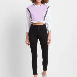 Spykar Purple & White Full Sleeves Sweatshirt image 4