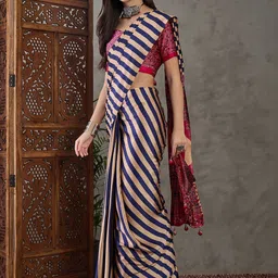 KALINI Striped Silk Blend Designer Saree image 2