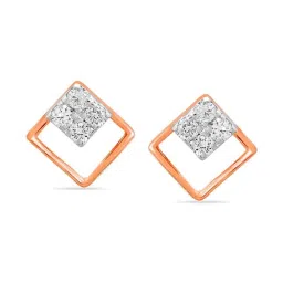 Mia by Tanishq 14k Gold Fine Geometric Diamond Earrings for Women image 1