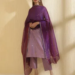 Fabindia Purple Woven Pattern Dupatta image 1