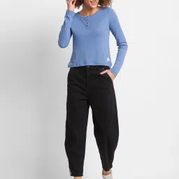 Spykar Black Cotton High Rise Jeans image 4