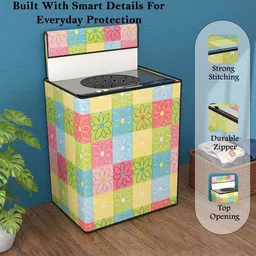 Kuber Industries Yellow & Green Printed Top Load Washing Machine Cover image 3