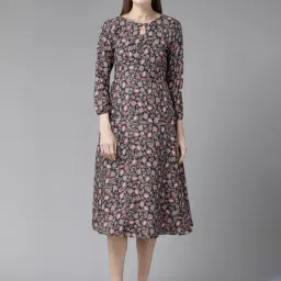 Aarika Black Printed A-Line Dress-picture-10