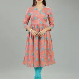 Cotton Culture Pink Printed A Line Cotton Kurta-picture-16
