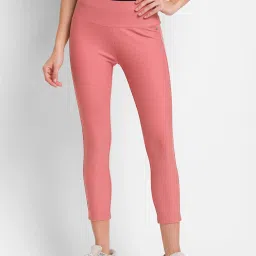 Spykar Pink Cotton Mid Rise Tights image 1