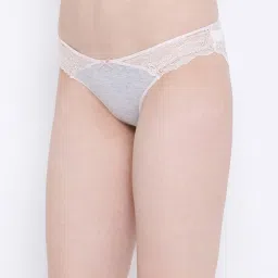 Clovia Grey Lace Bikini Panty image 3
