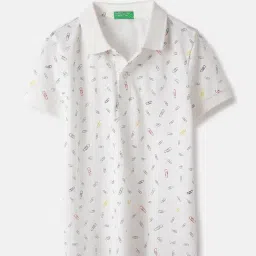 United Colors of Benetton Kids Off White Cotton Printed Tshirt-picture-40
