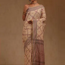 Soch Beige Woven Design Saree With Unstitched Blouse image 1