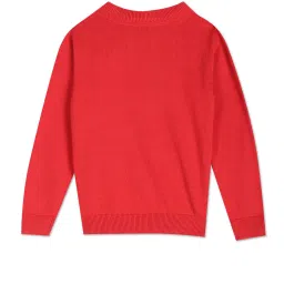 U.S. Polo Assn. Kids Red Self Design Full Sleeves Sweater image 2
