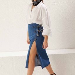 Trendyol Women Cotton Straight Midi Skirt-picture-48