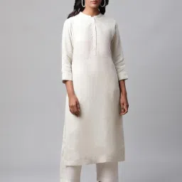 linen club woman Linen Club Women Off White Regular Fit Kurta image 1