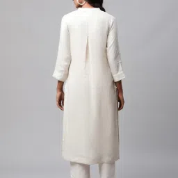 linen club woman Linen Club Women Off White Regular Fit Kurta image 2
