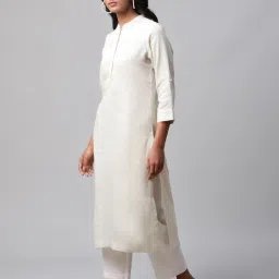 linen club woman Linen Club Women Off White Regular Fit Kurta image 3