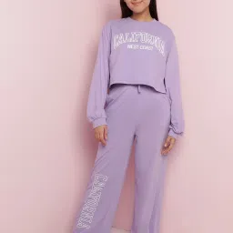 Lil Tomatoes Purple Cotton Blend Regular Checks Night Suit image 1