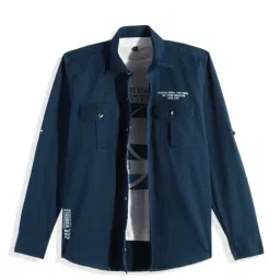 Charchit Boys Blue Cotton Printed Regular Fit Shirt-picture-37