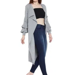 Hypernation Grey Bell Sleeves Shrug image 3
