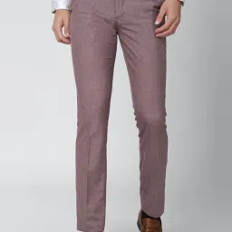 Van Heusen Purple Skinny Fit Self Pattern Trousers image 1