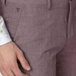 Van Heusen Purple Skinny Fit Self Pattern Trousers image 4
