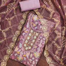 KALINI Embroidered Organza Semi-Stitched Dress Material-picture-29