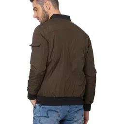 Spykar Green Full Sleeves Mandarin Collar Reversible Jacket image 2