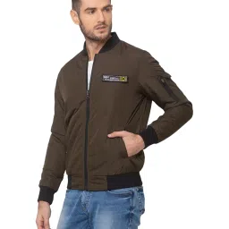 Spykar Green Full Sleeves Mandarin Collar Reversible Jacket image 3