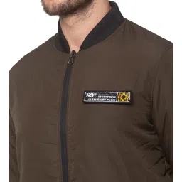 Spykar Green Full Sleeves Mandarin Collar Reversible Jacket image 4