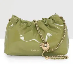 Esbeda Green Solid Small Sling Handbag-image-25