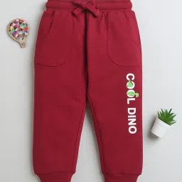 Bumzee Boys Maroon Cotton Graphic Joggers image 1