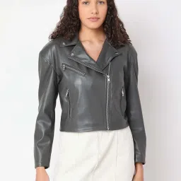 Vero Moda Green Regular Fit Biker Jacket image 1
