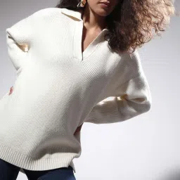 Vero Moda Off White Relaxed Fit Pullover image 1