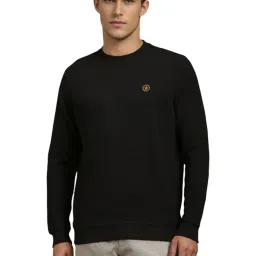 Louis Philippe Black Cotton Regular Fit Sweatshirt image 1