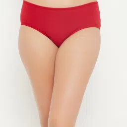 Clovia Red Cotton Regular Fit Solid Panties image 1