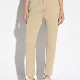 showoffff SHOWOFF Beige Denim Slim Fit Mid Rise Jeans image 1