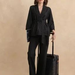 RAREISM Black Cotton Solid Long Sleeves Jacket image 5