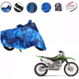 Auto Pearl Polyester Waterproof Two Wheeler Cover for Kawasaki KLX 140,(Ocean Blue)-picture-46