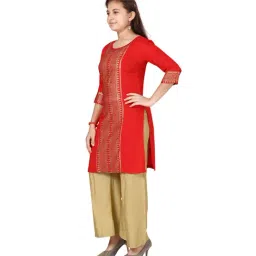 Aarika Kids Red & Beige Printed Kurta with Palazzos image 3