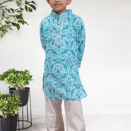 Cutiekins Boys Ethnic Motifs Printed Kurta with Pyjama image 3