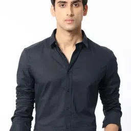 Rare Rabbit Navy Regular Fit Solid Shirt-picture-22